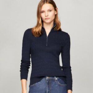 Tommy Hilfiger Cable Knit Half-Zip Sweater – XS Petite